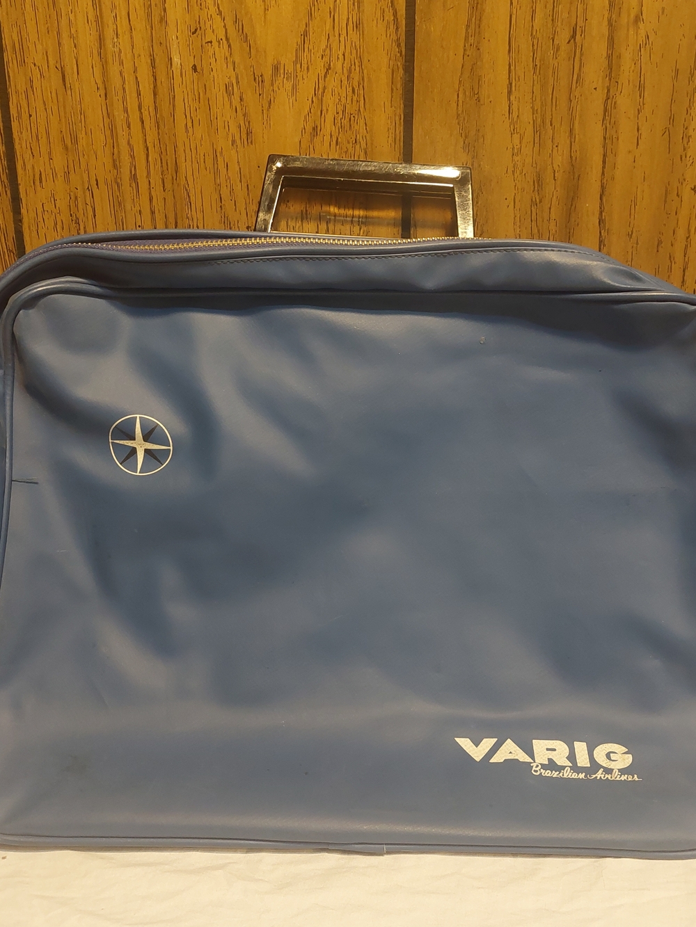 Vintage Varig Brazilian Airlines Travel Bag 60s 70s Blue Laptop Briefcase